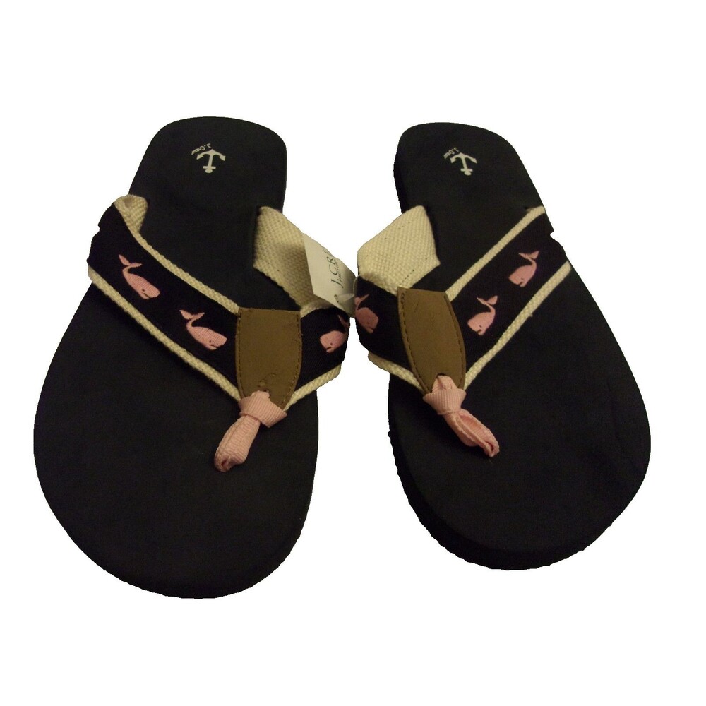 J. Crew Factory Flip Flops Whales Fabric Straps Cushioned. Size 7 New Women